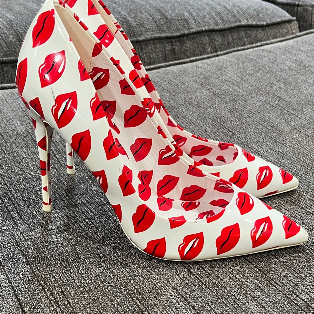 Aldo Red Lip Print Heels